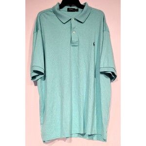 Polo Ralph Lauren Men's 2XB Light Blue Polo Short Sleeve Shirt Black Pony